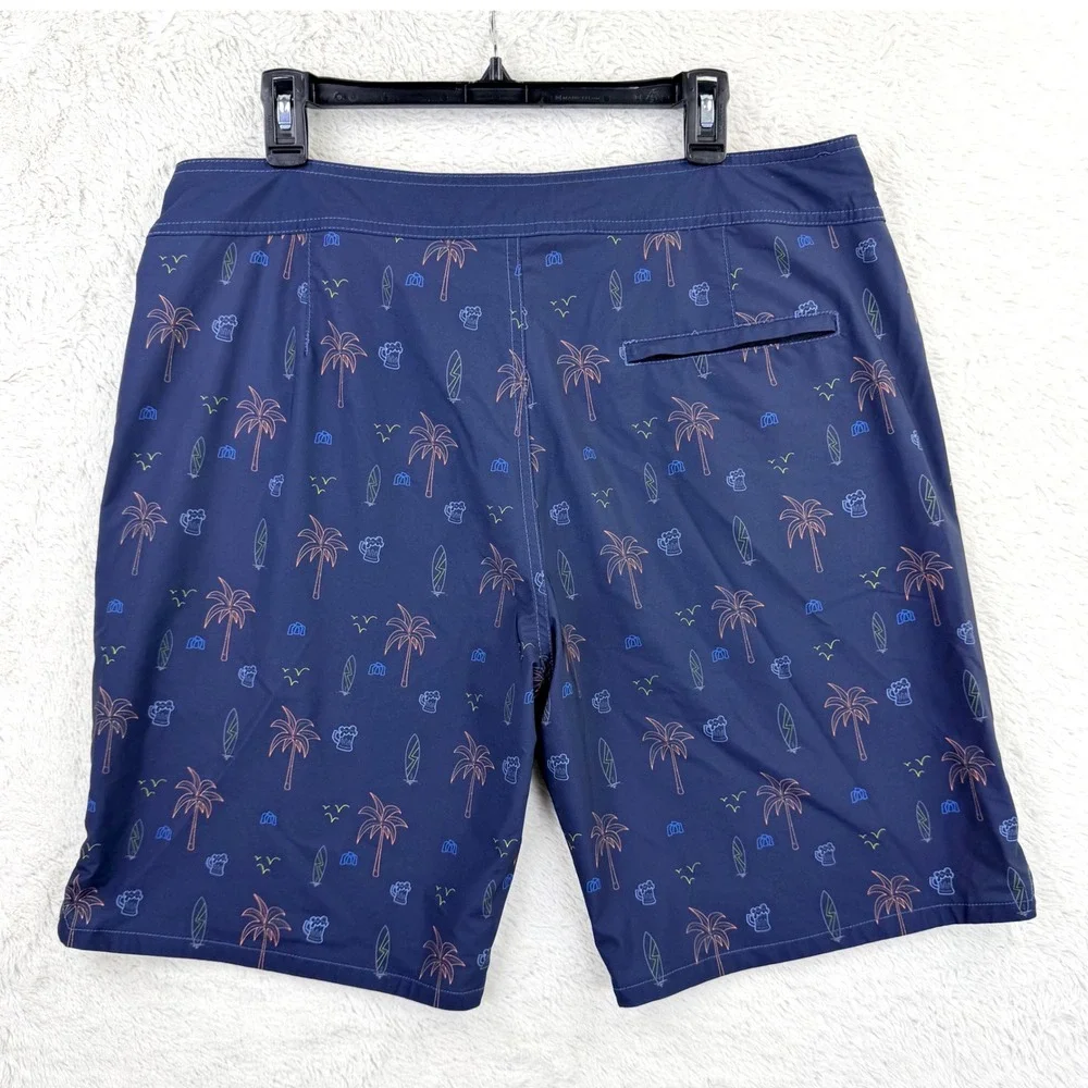 TravisMathew Board Shorts Men 36 Blue Palm Surf Beer Beach Tropical Resort 9